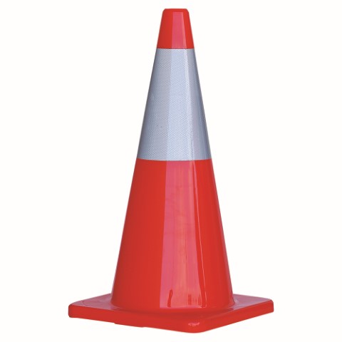 TRAFFIC CONE ORANGE 700MM C/W REFLECTIVE STRIP